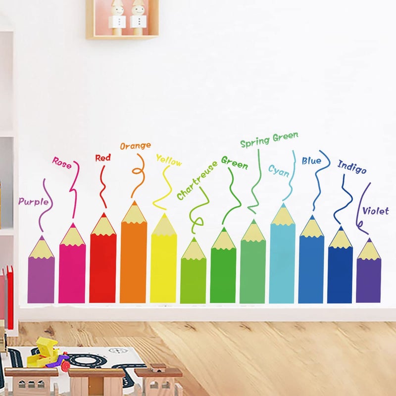 LOMILY Color Educational Wall Decals Kids Large,Nursery Daycare Playroom Classroom Wall Stickers Peel and Stick Removable,Wall Corner Decor for Kidsroom,Preschool,Door,Window,Bedroom. - Image 1